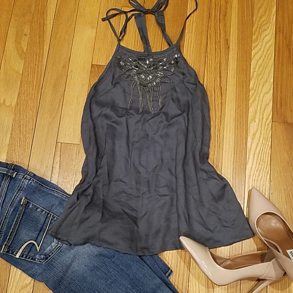 ⬇️Hollister beaded flowing tank top xs